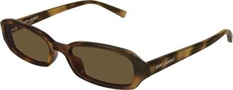 Saint Laurent SL 872 Erin Zonnebril - Dames - Zonnebrillen - Bruin - 52 MM - Leer - Accessoires
