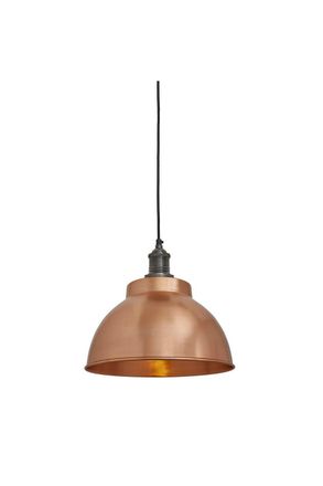 Industville Brooklyn Dome Pendant, 13 Inch, Copper, Pewter Holder in Copper