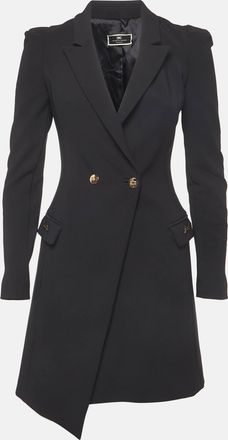 Elisabetta Franchi Black Stretch Crepe Double Breasted Blazer Dress