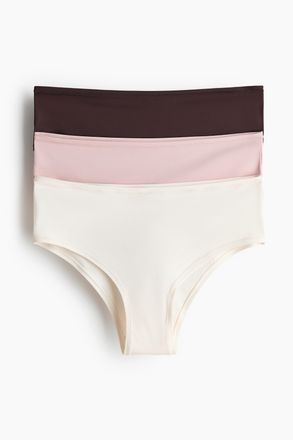 H&M 3er-Pack Hipster aus Mikrofaser - Dunkelbraun/Rosa/Weiss
