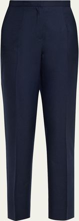 Kiton Wool-Silk Tapered-Leg Ankle Trousers