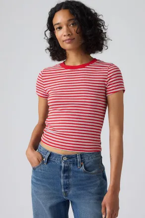 Levi's Essential Baby Tee - Women - XS - Red / Bliss Stripe True Red