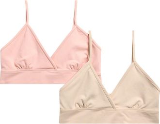 Yogalicious Set of 2 Skin Soft Smoothing Kyla Crossover Bralettes in Crystal Gray/Lotus at Nordstrom Rack, Size X-Large