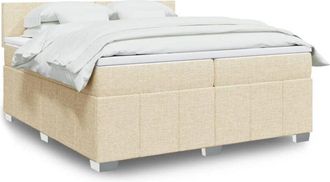 vidaXL Vidaxl - Cama Box Spring Con Colch&oacute;n Tela Color Crema 200x200 Cm