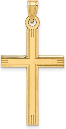 Diamond2Deal 14k Yellow Gold Laser Etched Cross Charm