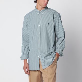 Polo Ralph Lauren Camicia bianca/verde foresta a righe Slim-Fit Stretch