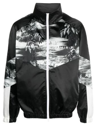 Amiri graphic-print track jacket - men - Nylon/Viscose/Acetate - S - Black