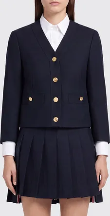Thom Browne Blazer corto slim fit in lana vergine con motivo 4-Bar