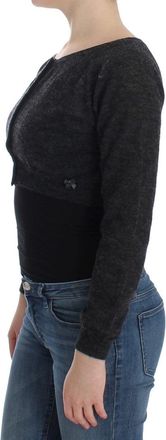 Ermanno Scervino Womens Cropped Alpaca-Wool Blend Cardigan Gray Polyamide Clothing
