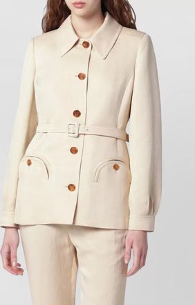 Blaz&eacute; Milano long sleeve collared coat belted waist pockets