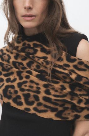 Mango Leopard Print Scarf in Brown at Nordstrom
