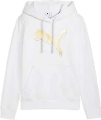 Puma Felpa con cappuccio ESS Metallizzato da donna, Abbigliamento, Bianco, XL