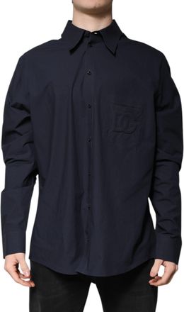Dolce & Gabbana Dark Blue Cotton Long Sleeve Mens Shirt