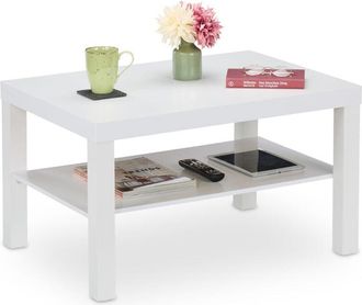 Relaxdays Relaxdays Mesa De Centro Con Balda, 45 X 79 X 55 Cm, Mesita Auxiliar Sal&oacute;n, Mdf, Rectangular, Mesilla Sof&aacute;, Blanca