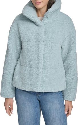 Levi's Quilted Faux Fur Short Teddy Jacket in Moss Stone at Nordstrom, Size X-Large