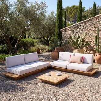 Maisons du monde Conjunto de exterior de acacia FSC con 2 sof&aacute;s y 2 mesas