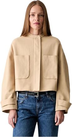 Maison Kitsun&eacute; Cropped Katoenen Jas - Dames - Zomerjassen - Beige - S - Katoen - Jassen
