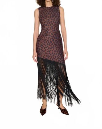 Simon Miller Casablanca Crepe Fringe Dress In Leopard