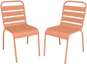 Vente-Unique Sedia da giardino impilabili in Metallo Pesca - Lotto di 2 - MIRMANDE di MYLIA