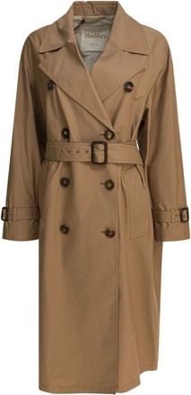 Max Mara Jassen, Dames, Bruin, S, Katoen, Bruine waterafstotende jas Aw 25