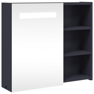 vidaXL Mueble De Ba&ntilde;o Con Espejo Y Luz Led Gris 60x13x52 Cm Vidaxl