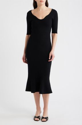 BOSS Fosa Tulip Hem Midi Dress in Black at Nordstrom, Size X-Small