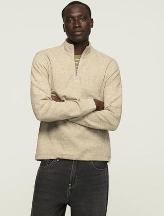 Lucky Brand Mens 1/4 Zip Textured Pullover