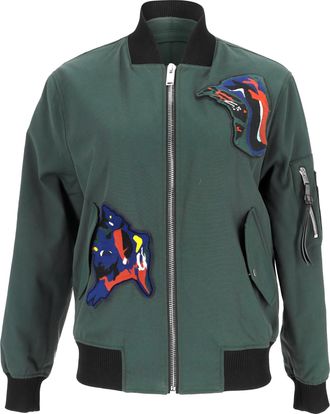 Proenza Schouler Proenza Schouler bomberjack met patches in olijfgroen polyamide