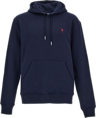 Ami Blue Ami De Coeur Loopback Cotton Hoodie