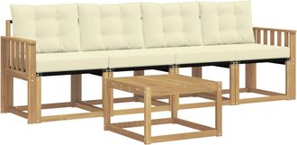 vidaXL Conjunto De Sof&aacute;s De Exterior 5 Uds. Blanco Y Crema Vidaxl