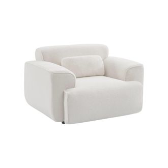 Sweeek Sill&oacute;n de tela borreguito con coj&iacute;n incluido, crema