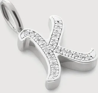 Monica Vinader Sterling Silver Alphabet K Diamond Pendant Charm Diamond
