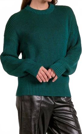 Elan Crewneck Long Sleeve Sweater In Teal Green