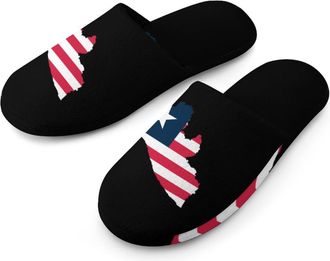 Generic Liberian Flag Mens Cozy House Slippers Winter Warm Shoes with Anti-Slip Sole for Travel Indoor Outdoor