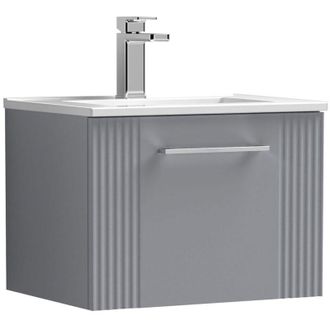 Nuie Nuie - Deco Wall Hung 1-Drawer Vanity Unit with Basin-2 500mm Wide - Satin Grey