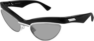 Bottega Veneta Sunglasses, female, Black, Size: 55 MM Duo Angle Cat Eye Sunglasses