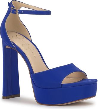 Jessica Simpson Telxia 2 Ankle Strap Platform Sandal in Blue Royale at Nordstrom, Size 8.5