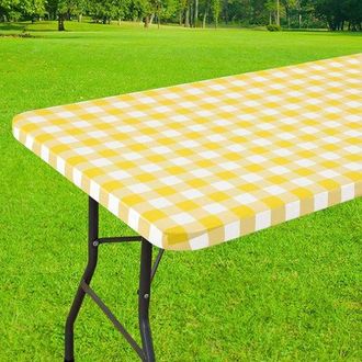 OEM 1 Mantel Rectangular Para Picnic, Mantel De Vinilo Laminado El&aacute;stico E Impermeable, Acampar Y Uso Al Aire Libre (amarillo, 75183 Cm)