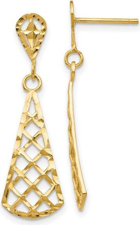 Diamond2Deal 10K Yellow Gold Diamond-cut Inverted Drop Dangle Earring