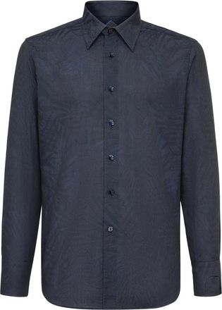 Billionaire Boys Club Shirt Slim Fit Palms - Heren - Casual Overhemden - Blauw - S - Katoen - Overhemden