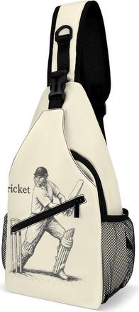 Generic Cricket Player Unisex Shoulder Bags Casual Crossbody Chest Bag Sling Backpack for Hiking Cycling Travel