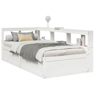 Berkfield Home Bookcase Bed without Mattress White 90x190cm Solid Wood Pine | Size: 90x190 cm