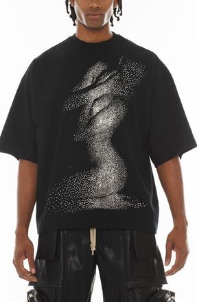 Cult of Individuality Imitation Pearl Embellished Beauty Graphic T-Shirt in Black at Nordstrom, Size X-Large