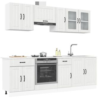 vidaXL Vidaxl - Conjunto De Armarios De Cocina lucca De 8 Piezas En Madera De Ingenier&iacute;a Blanca Brillante