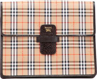 Burberry Pre-owned Womens Haymarket Check Canvas Clutch - Tan Textile - One Size