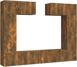 Berkfield Home 6 Piece TV Cabinet Set Smoked Oak Engineered Wood in Brown