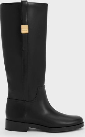 Charles & Keith Yvette Metallic-Accent Knee-High Boots