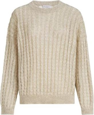 Brunello Cucinelli Dazzling Cable sweater in Beige at Nordstrom, Size Xx-Large Eu