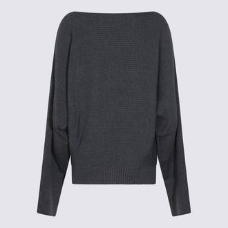 Aya Muse Womens Sweaters Charcoal Wool Silk