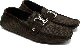 Louis Vuitton Khaki Suede Monte Carlo Slip On Loafers Size 40